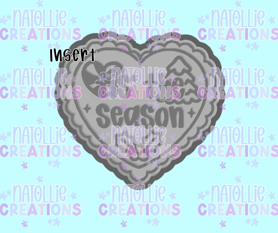 Christmas Tis The Season Scallop Heart Insert Freshie Silicone Mold