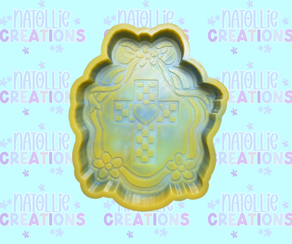Checkered Cross Framed Freshie Silicone Mold