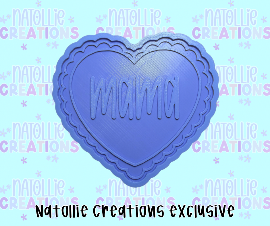 Mama Scallop Heart Insert Freshie Silicone Mold
