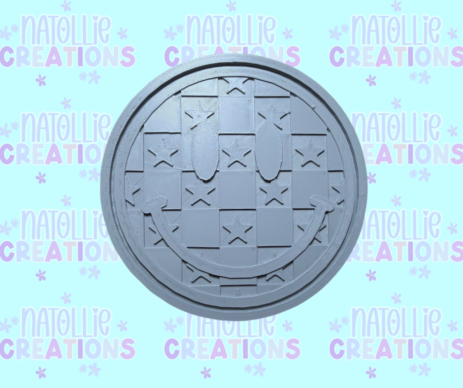 Checkered Star Smiley Insert Freshie Silicone Mold
