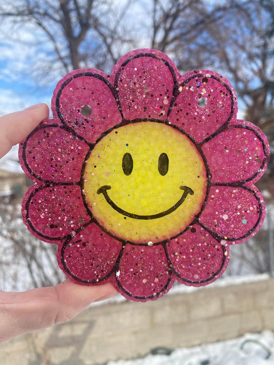 Smiley Retro Flower Freshie Silicone Mold