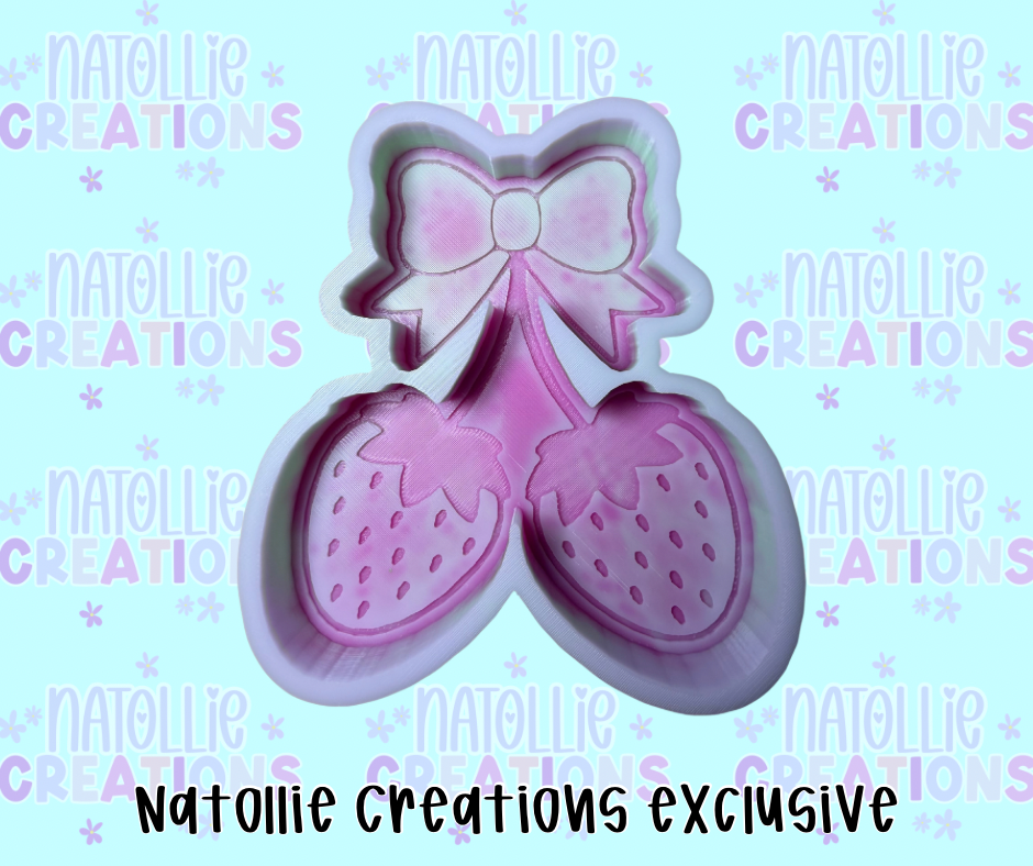 Strawberry Cherry W/ Bow Freshie Silicone Mold