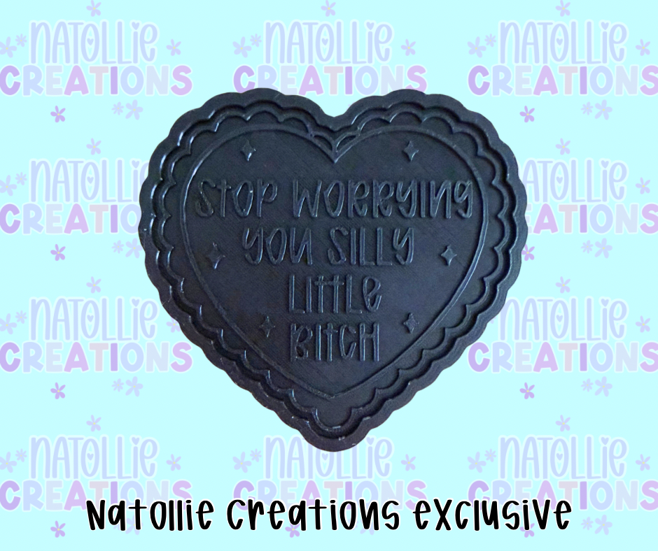 Silly Little Bitch Scallop Heart Insert Freshie Silicone Mold