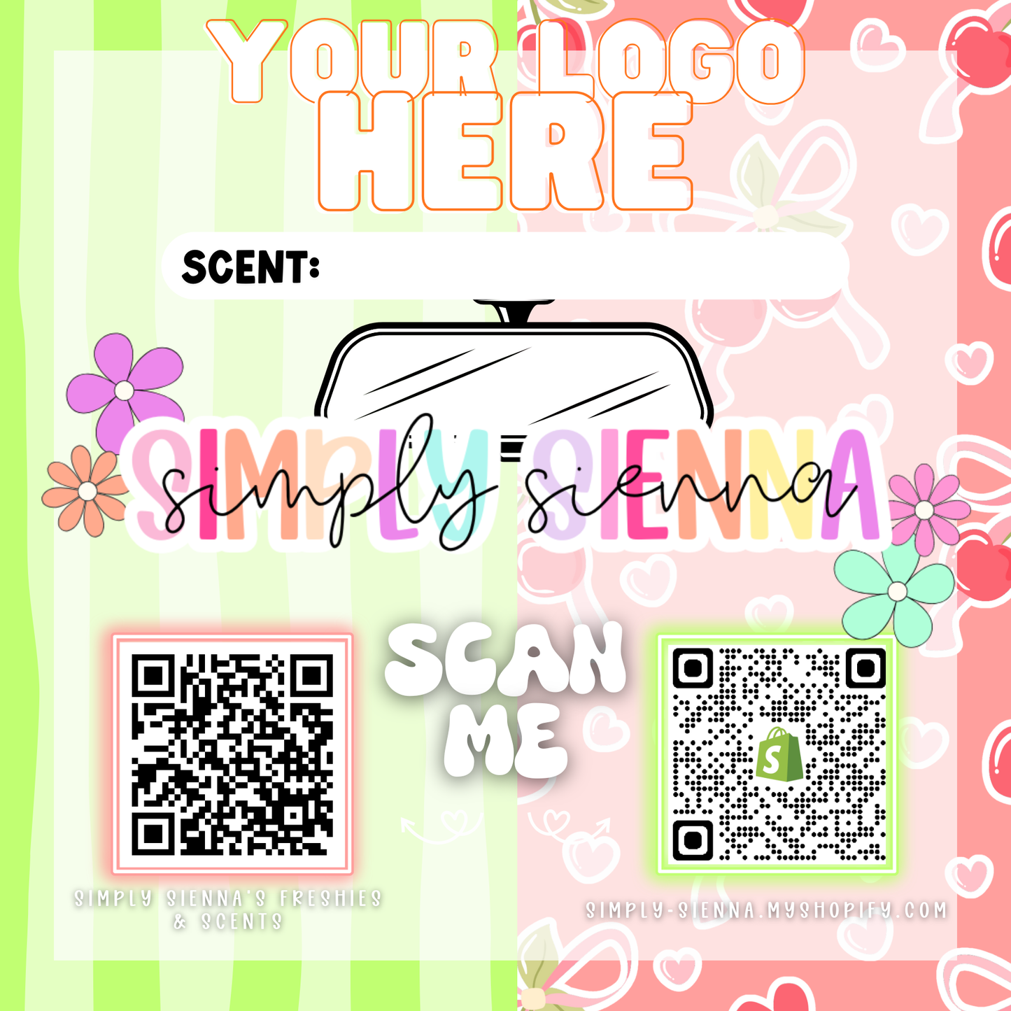 GREEN STRIPES & CHERRIES Bag Inserts