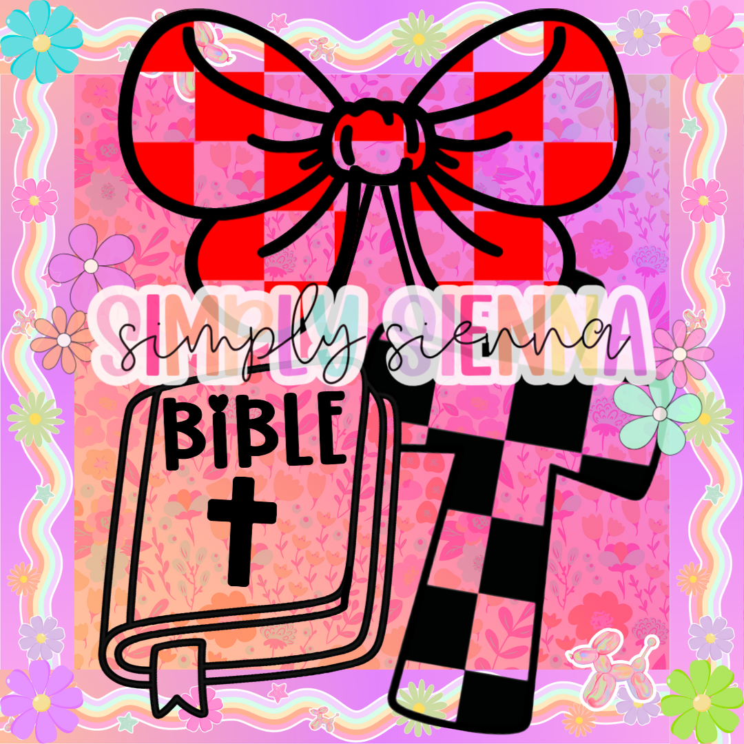 BIBLE & CROSS CHECKERED BOW CHERRIES PNG