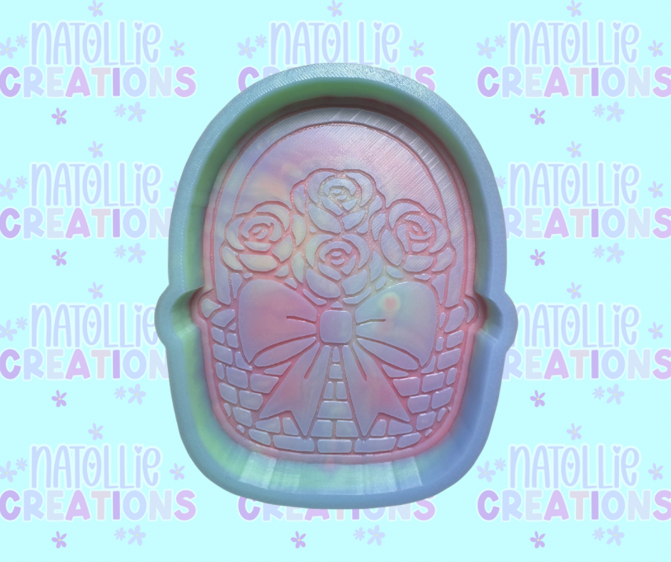 Rose Basket W/ Bow Freshie Silicone Mold