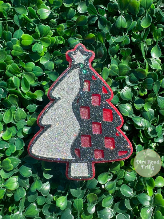 Half Checkered Christmas Tree Freshie Silicone Mold