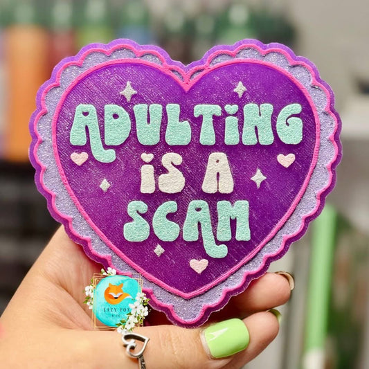 Adulting Is A Scam Scallop Heart Insert Freshie Silicone Mold