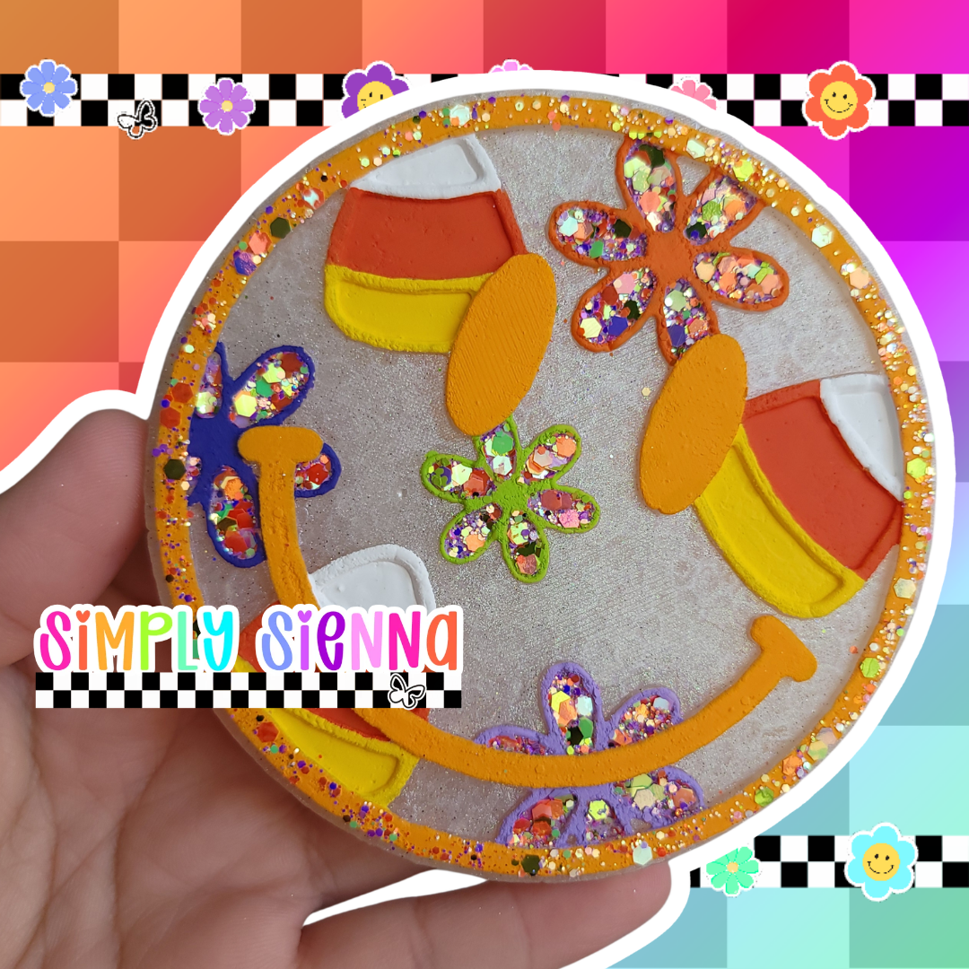 Candy Corn Floral Smiley - FRESHIE