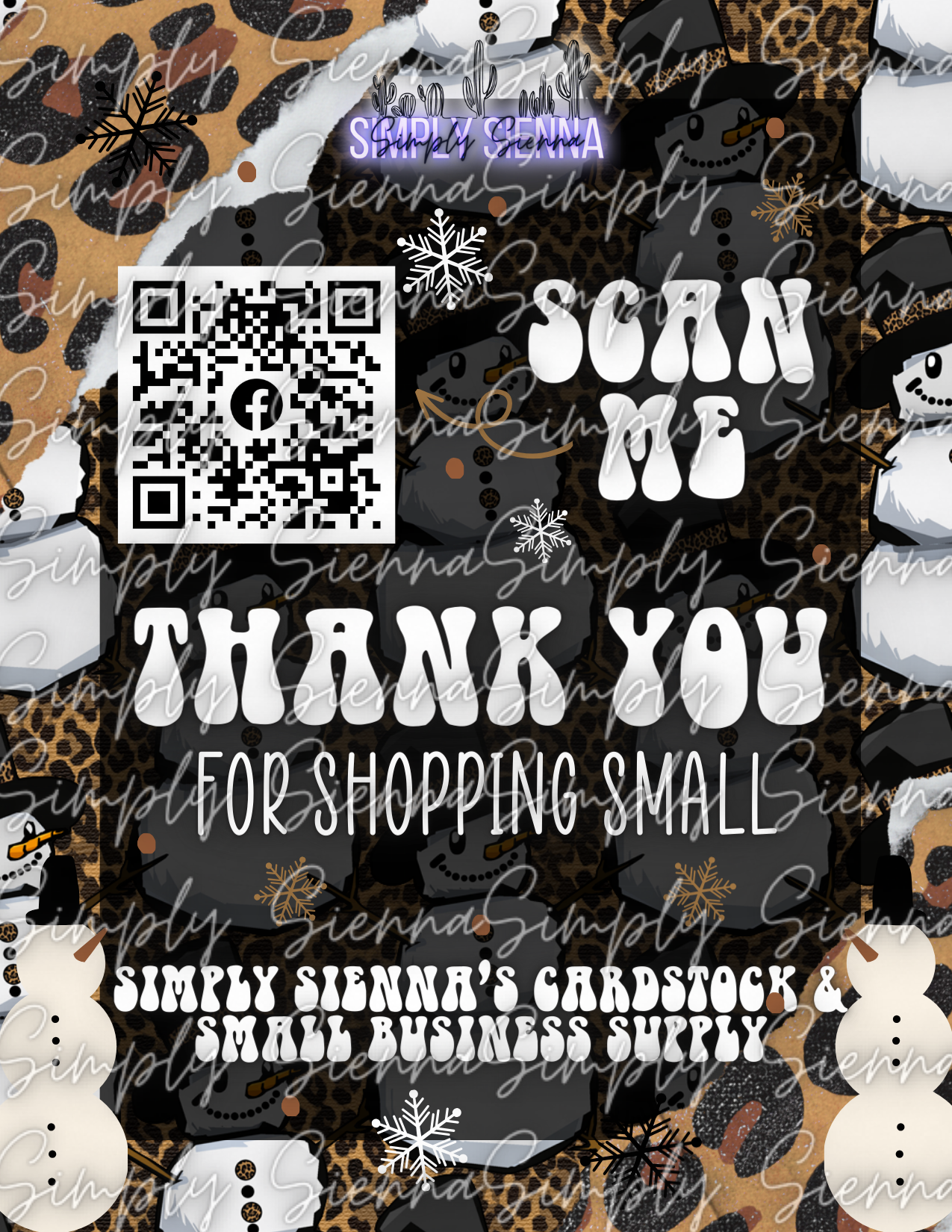 Snowman Thank You Card Download