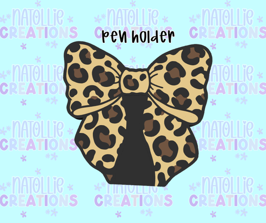 Leopard Bow Pen Holder