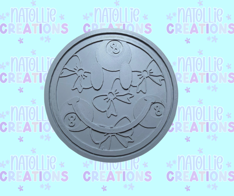 8 Ball W/ Bows Smiley Insert Freshie Silicone Mold