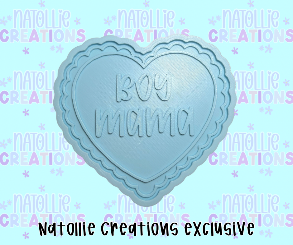 Boy Mama Scallop Heart Insert Freshie Silicone Mold