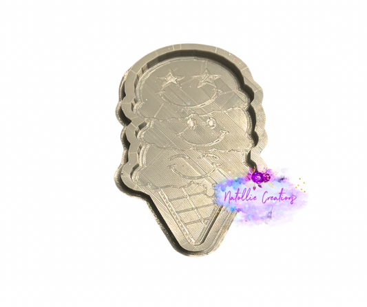 Smiley Stacked Ice Cream Cone Freshie Silicone Mold