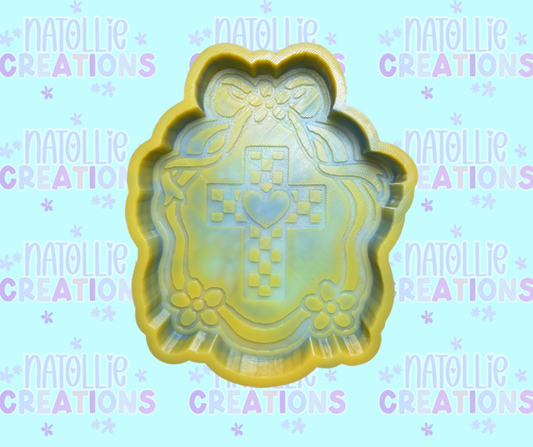 Checkered Cross Framed Freshie Silicone Mold