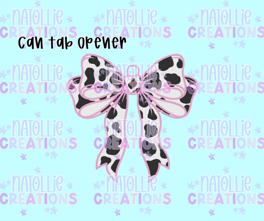 Cow Print Bow Can Tab Opener Keychain