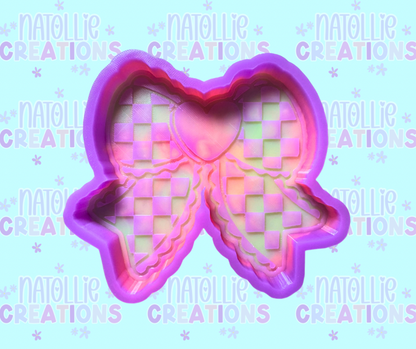 Checkered Conversation Heart Bow Freshie Silicone Mold