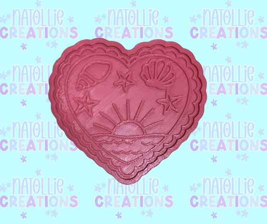 Beach Sunset Scallop Heart Insert Freshie Silicone Mold