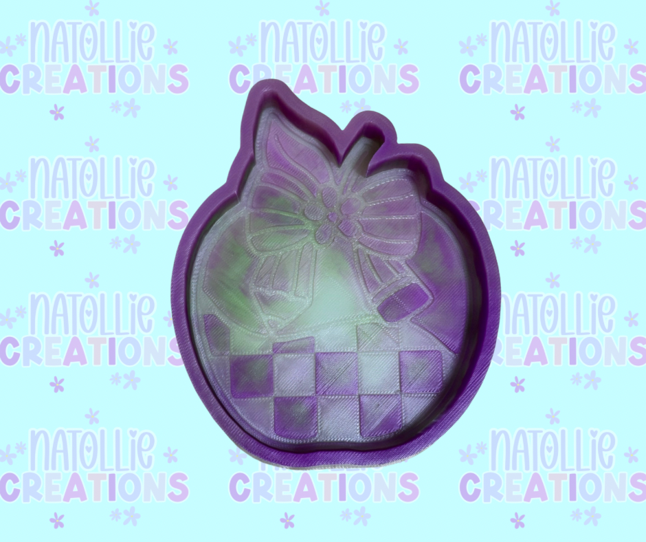 Checkered Apple W/ Pencil Bow Freshie Silicone Mold