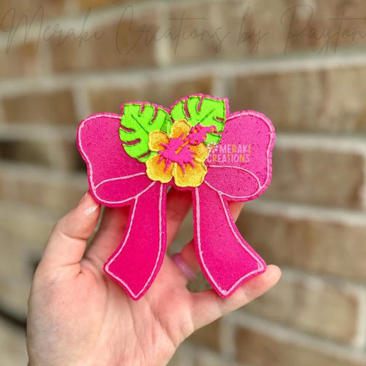 Hibiscus W/ Leaf Bow Freshie Silicone Mold