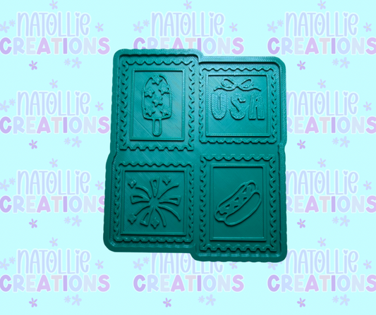 4th of July Collage Stamp Insert Freshie Silicone Mold