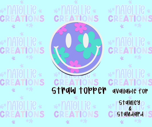 Floral Smiley Straw Topper