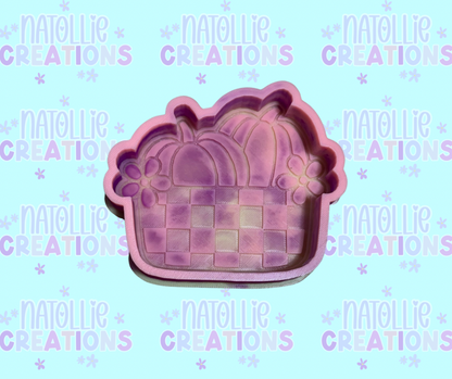 Pumpkin In Checkered Bin Freshie Silicone Mold