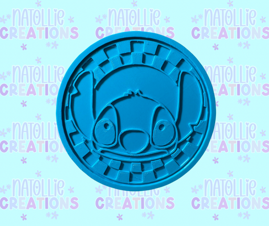 Checkered Blue Alien Insert Freshie Silicone Mold