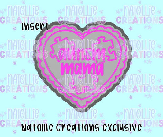 Autism Mama Scallop Heart Insert Freshie Silicone Mold
