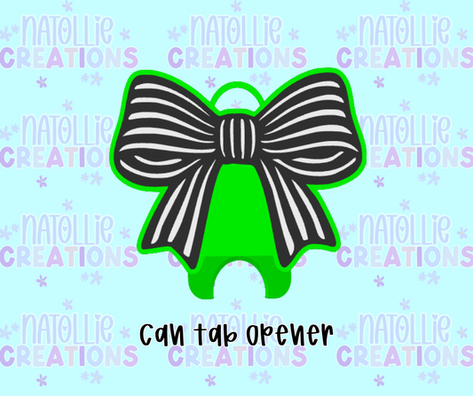 Striped Bow Can Tab Opener Keychain