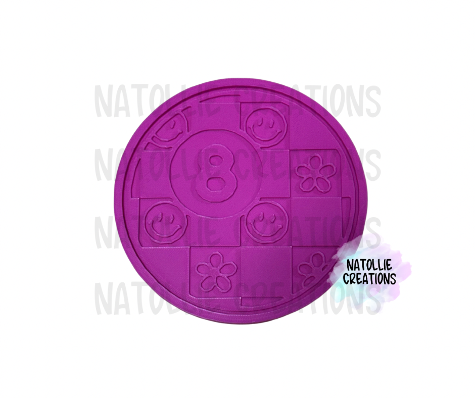 Checkered Smiley 8 Ball Insert Freshie Silicone Mold
