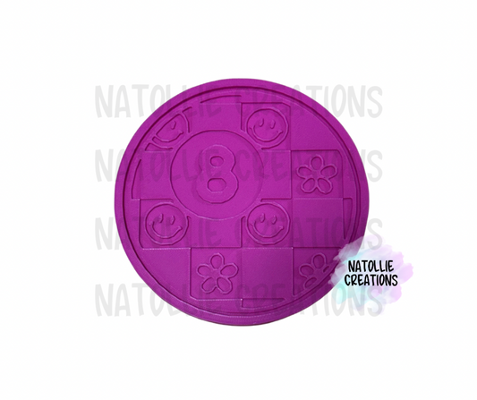 Checkered Smiley 8 Ball Insert Freshie Silicone Mold