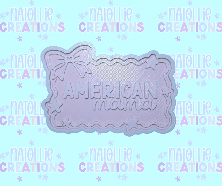 American Mama Star Bow Frame Insert Freshie Silicone Mold