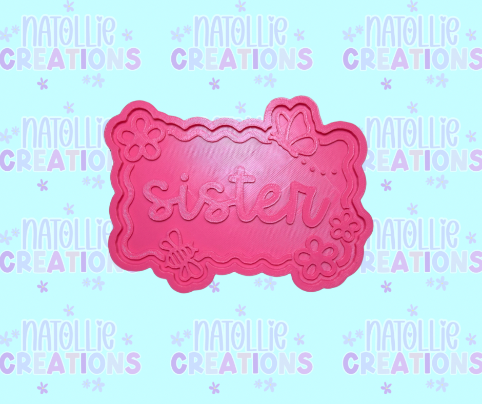 Sister Floral Butterfly Frame Insert Freshie Silicone Mold