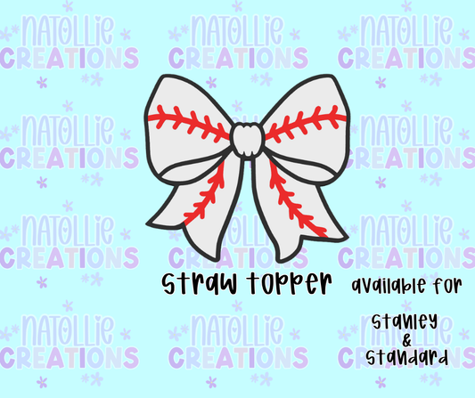 Baseball Bow Straw Topper
