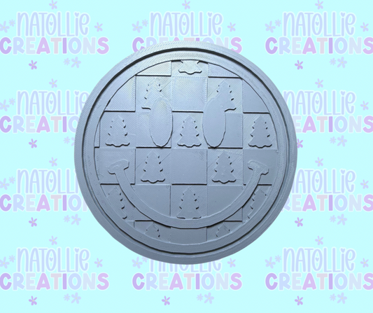 Checkered Christmas Tree Smiley Insert Freshie Silicone Mold