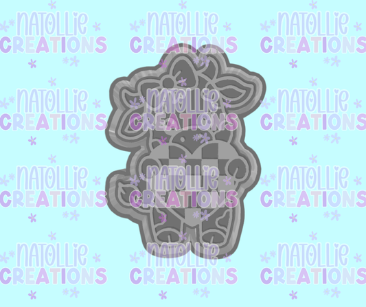 Cow W/ Checkered Heart Freshie Silicone Mold