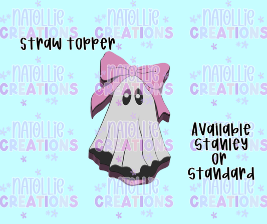 Ghost W/ Bow Straw Topper
