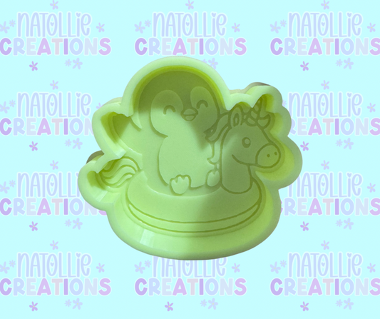 Penguin On Unicorn Floatie Freshie Silicone Mold
