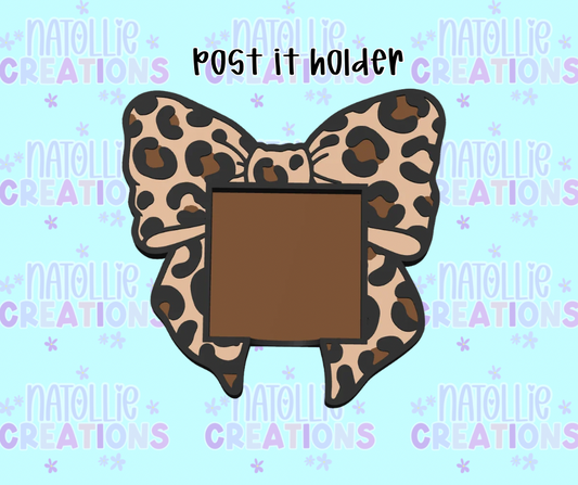 Leopard Bow Post It Note Holder