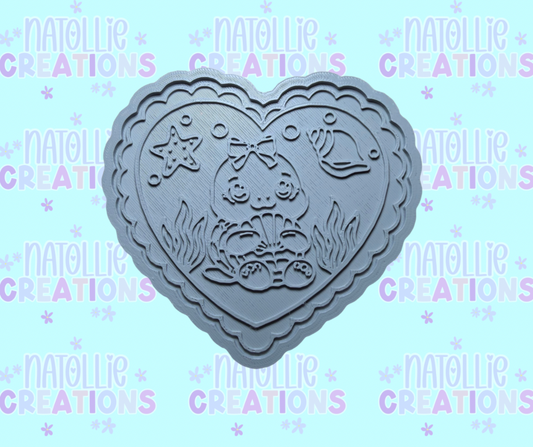 Summer Turtle Scallop Heart Insert Freshie Silicone Mold
