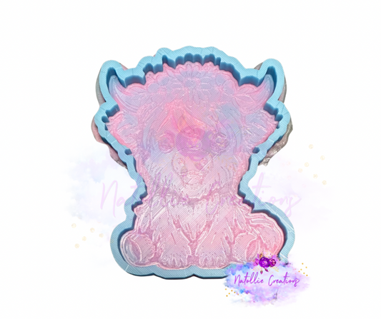 Floral Sitting Highland Freshie Silicone Mold