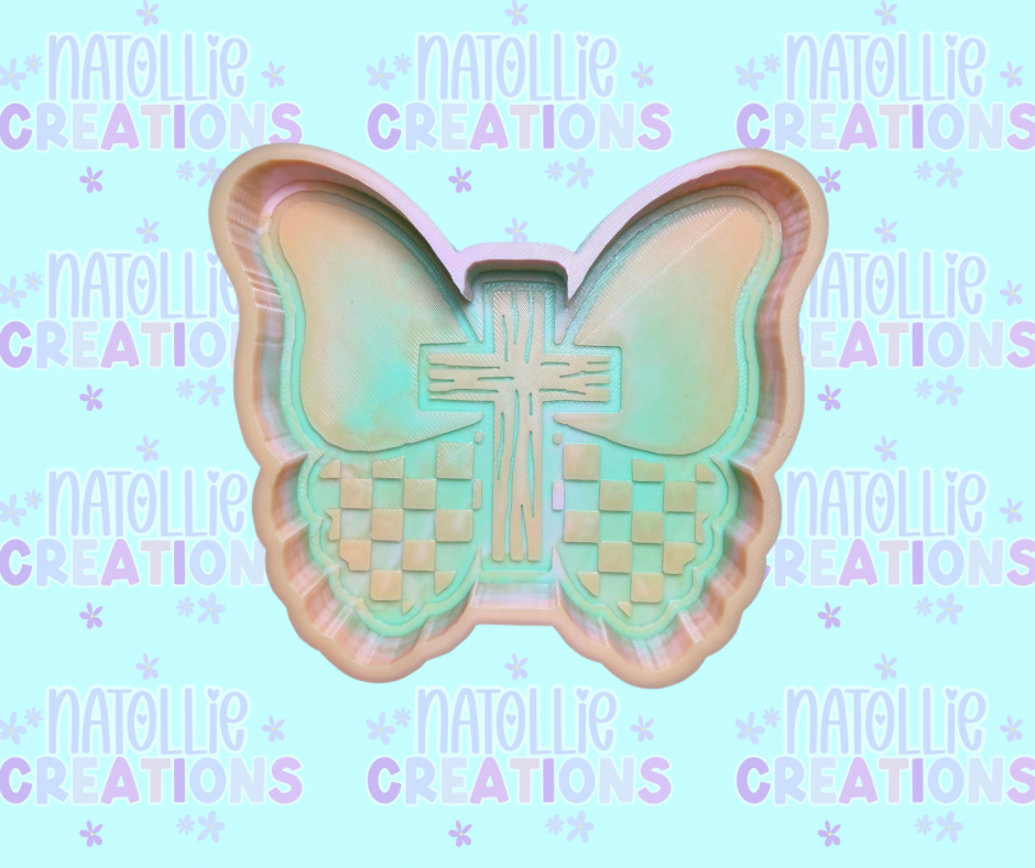 Wooden Cross Butterfly Freshie Silicone Mold