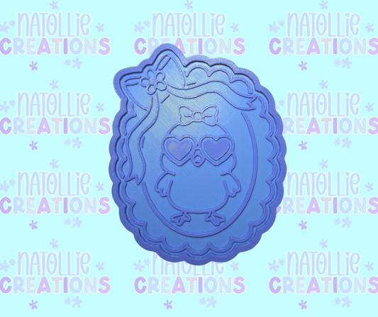 Chick Scallop Frame Insert Freshie Silicone Mold