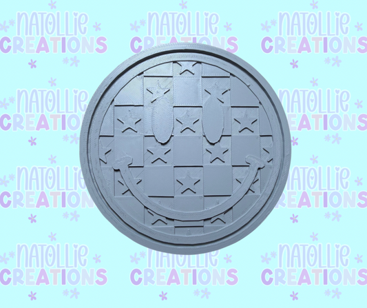 Checkered Star Smiley Insert Freshie Silicone Mold