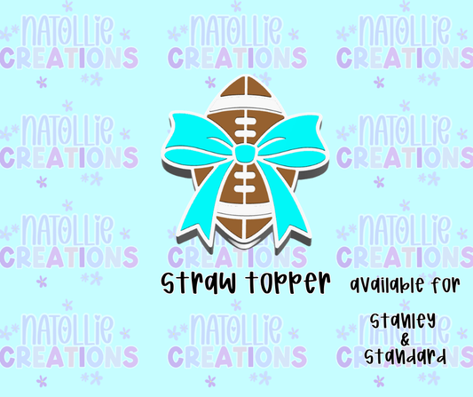 Football WITH Bow Straw Topper