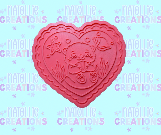 Summer Otter Scallop Heart Insert Freshie Silicone Mold