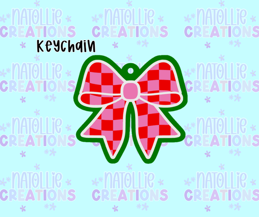 Checkered Bow Keychain