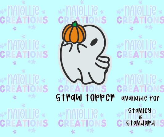 Pumpkin Ghost Straw Topper