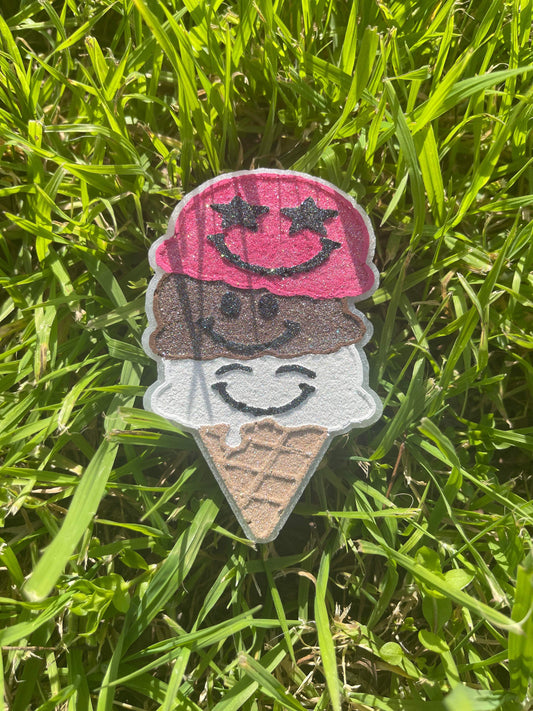 Smiley Stacked Ice Cream Cone Freshie Silicone Mold